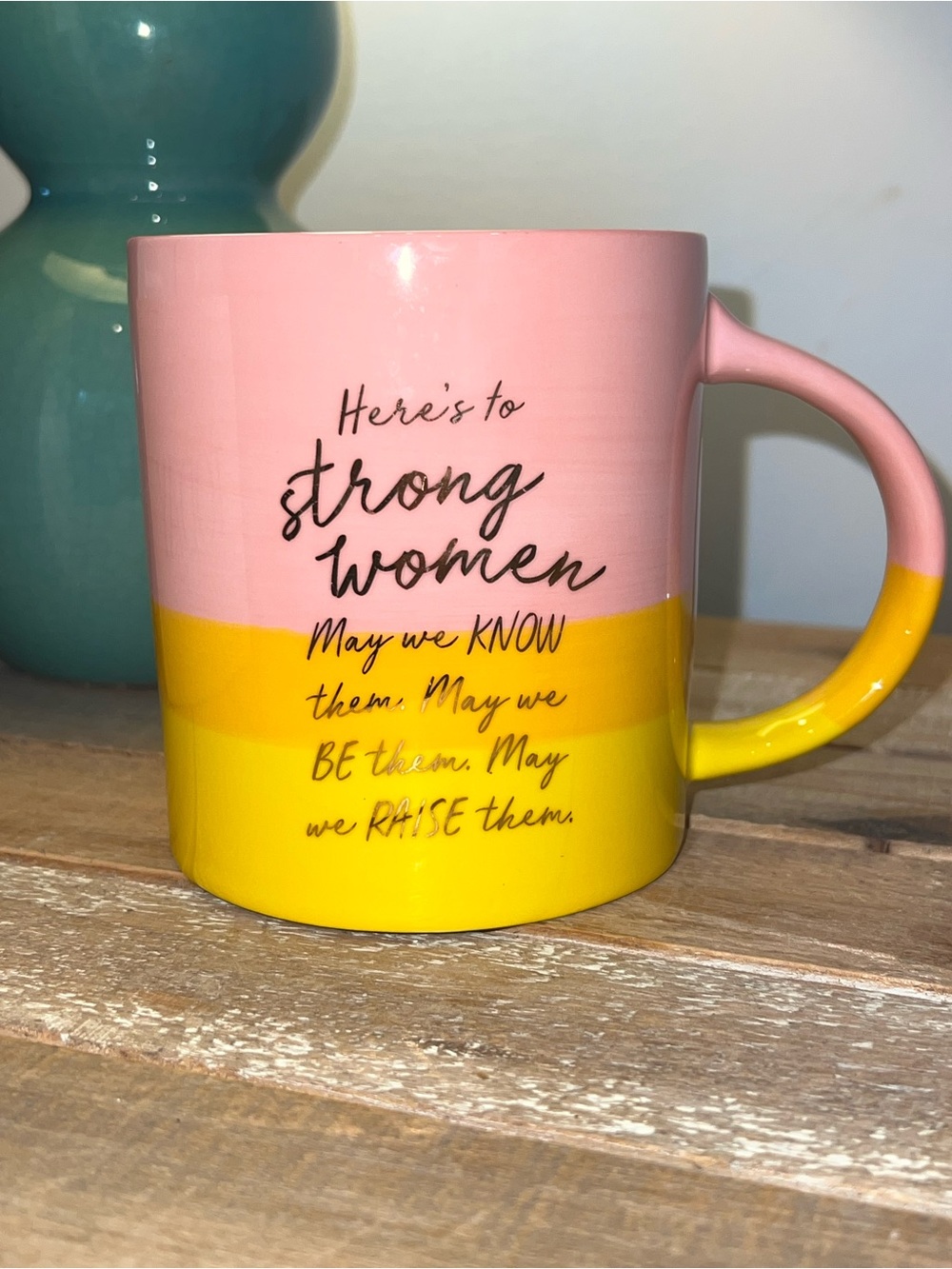 Strong Women Pink and Yellow XL Mug
